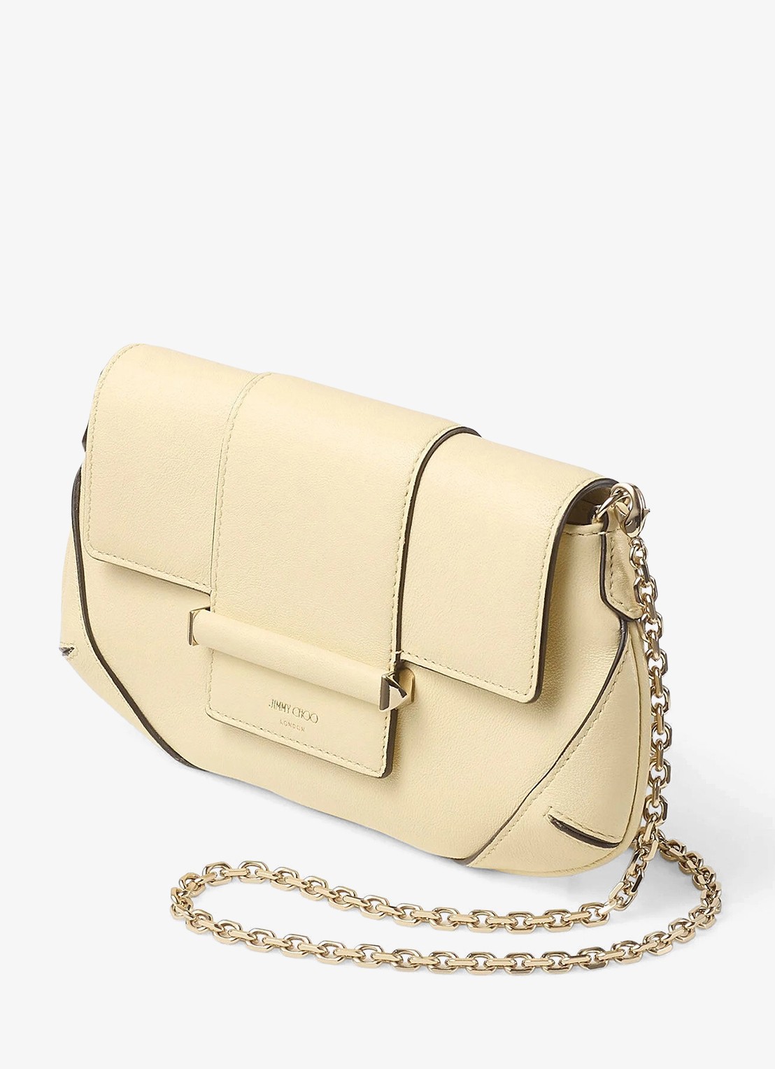 Jimmy Choo Bar Wallet/Chain crossbodytas van lamsleer - voorkant 5 creme