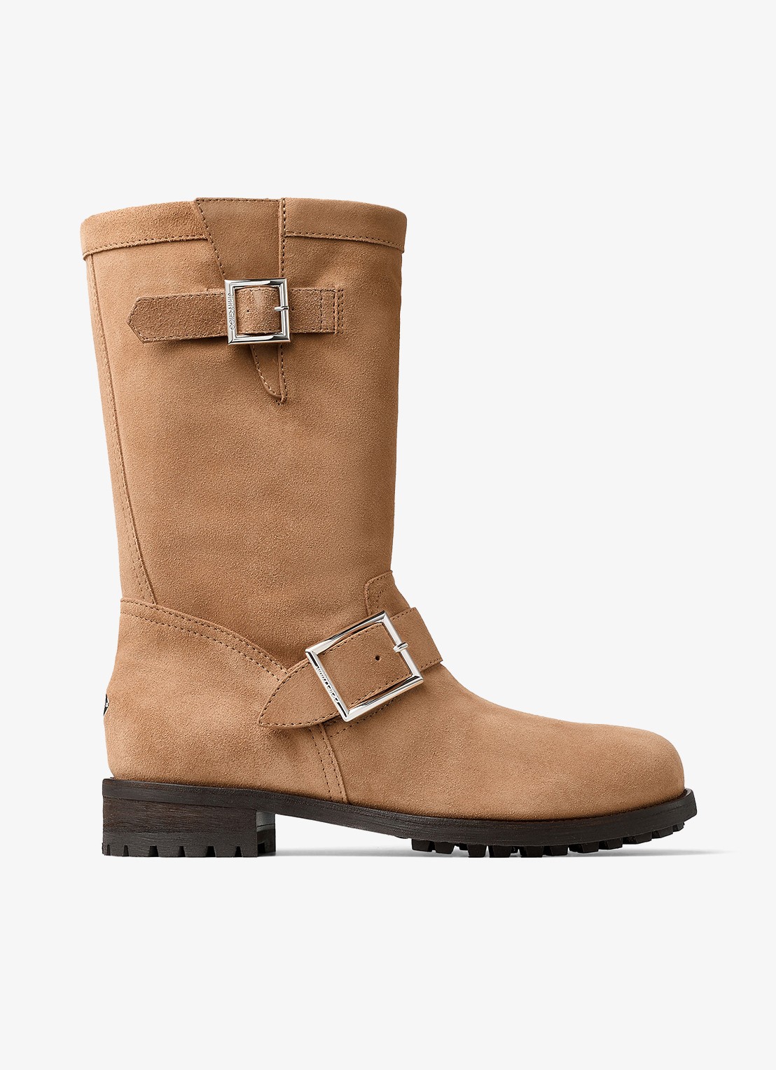 Jimmy Choo Biker boot van kalfssuède - voorkant bruin