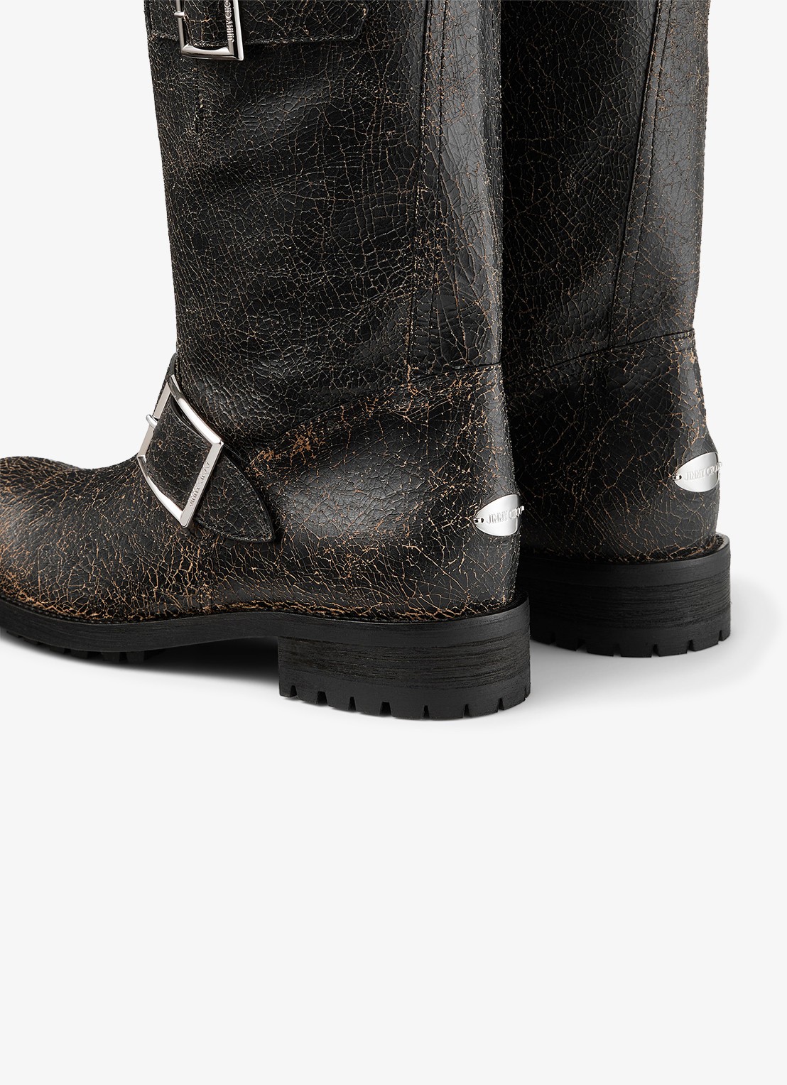 Jimmy Choo Biker Mid biker boot van schapenleer - detail zwart