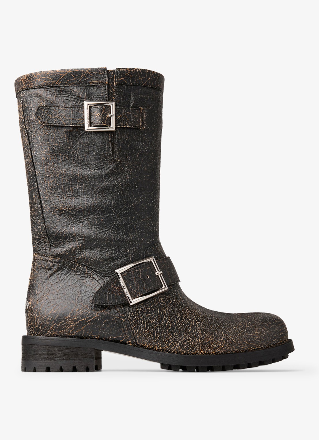 Jimmy Choo Biker Mid biker boot van schapenleer - voorkant 3 zwart