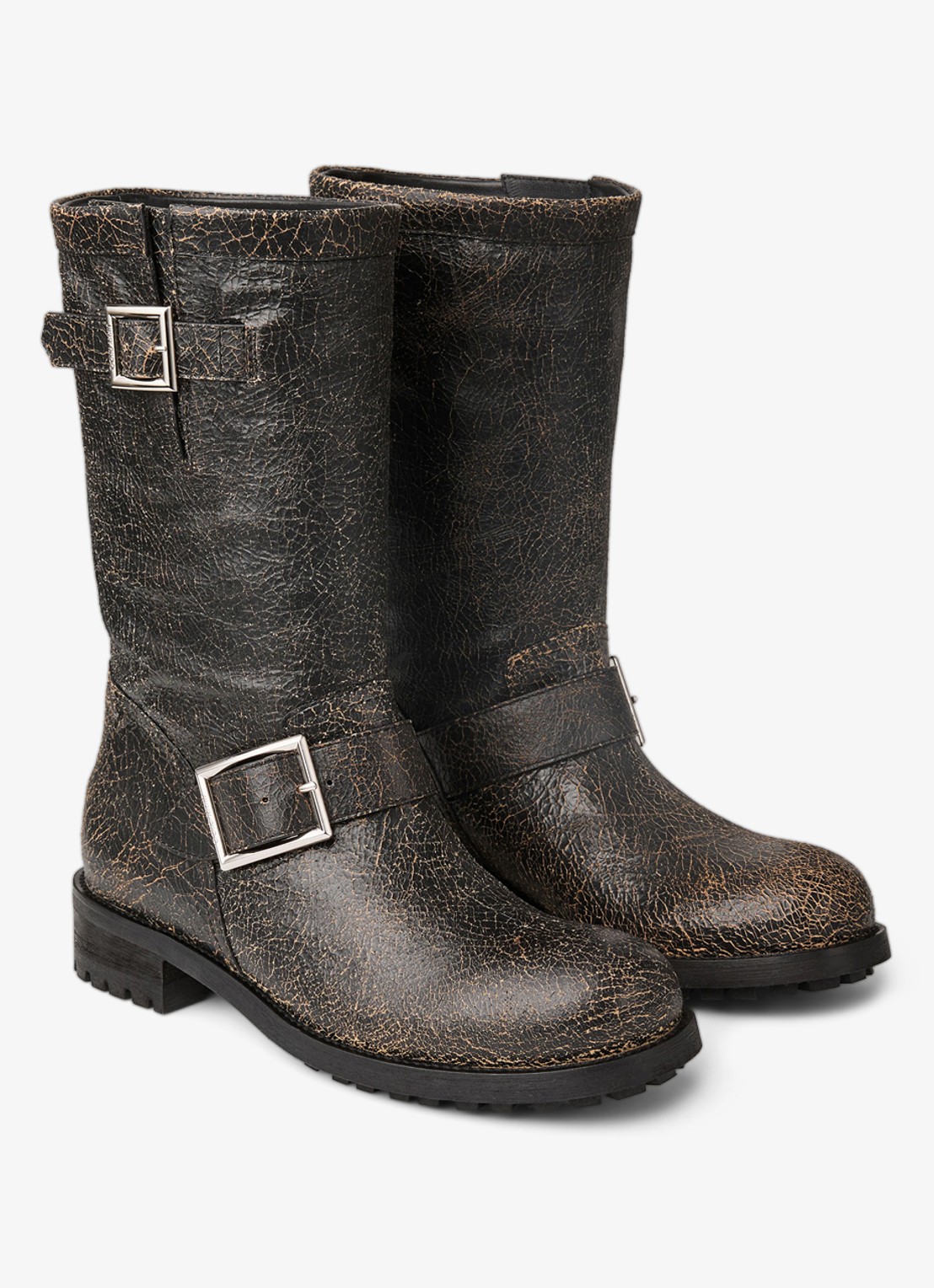 Jimmy Choo Biker Mid biker boot van schapenleer - voorkant 4 zwart