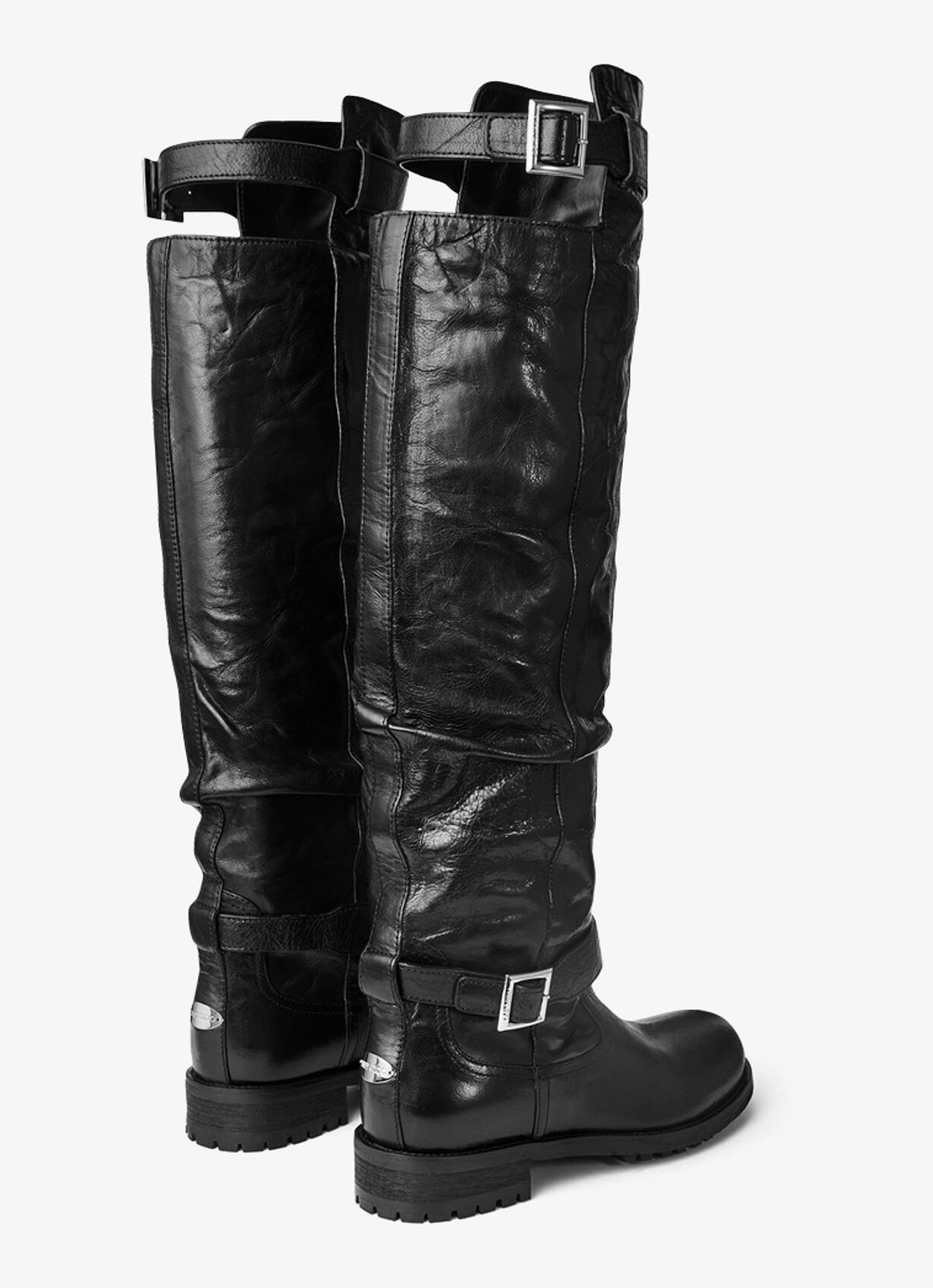 Jimmy Choo Biker overknee laars van lamsleer - achterkant 2 zwart