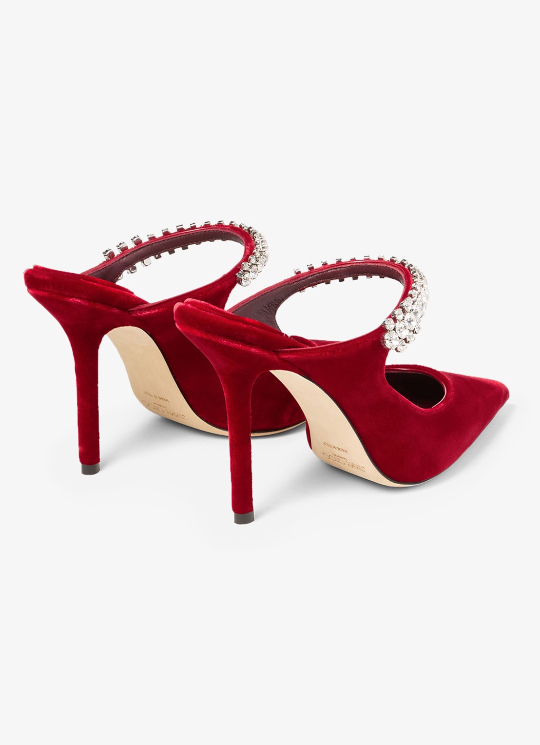 Jimmy Choo Bing 100 muiltje van fluweel - achterkant 3 rood