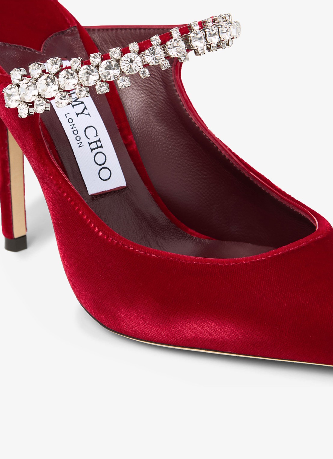 Jimmy Choo Bing 100 muiltje van fluweel - detail 2 rood