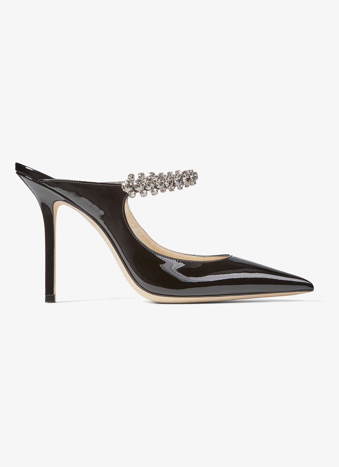 Jimmy Choo Bing 100 muiltje van kalfsleer met lakfinish - voorkant zwart
