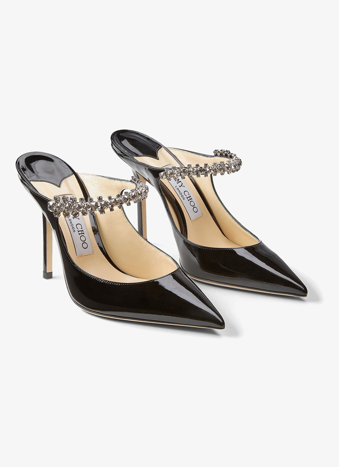 Jimmy Choo Bing 100 muiltje van kalfsleer met lakfinish - voorkant 2 zwart