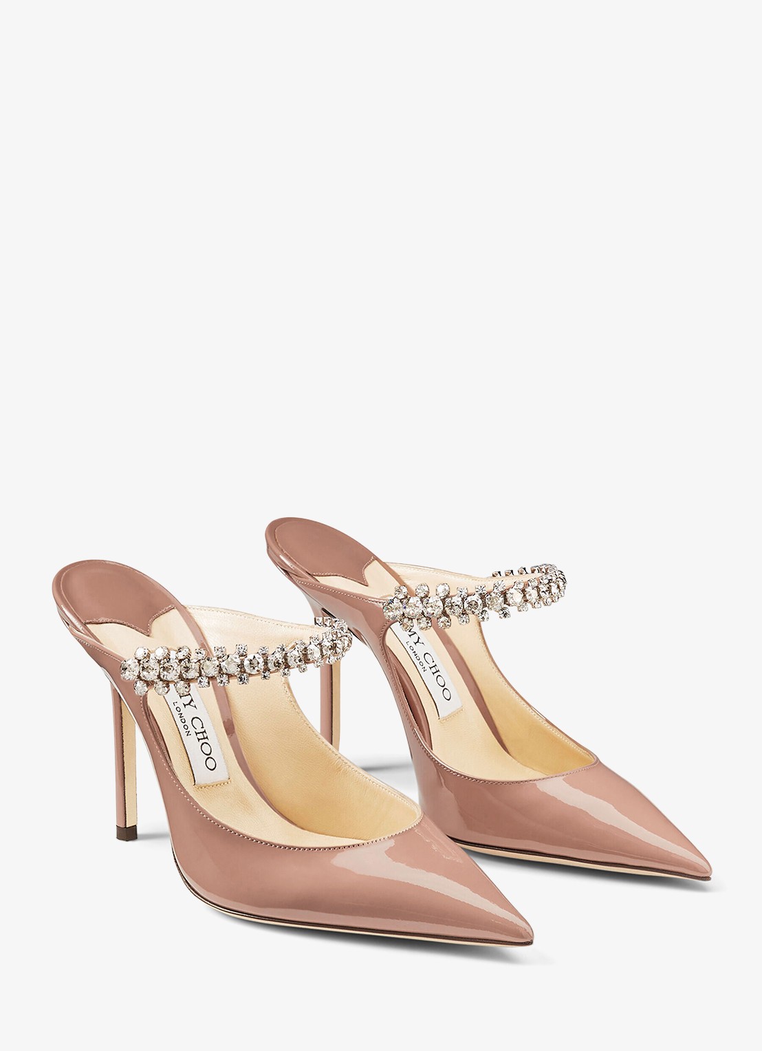 Jimmy Choo Bing 100 muiltje van kalfsleer met lakfinish - voorkant 2 oudroze