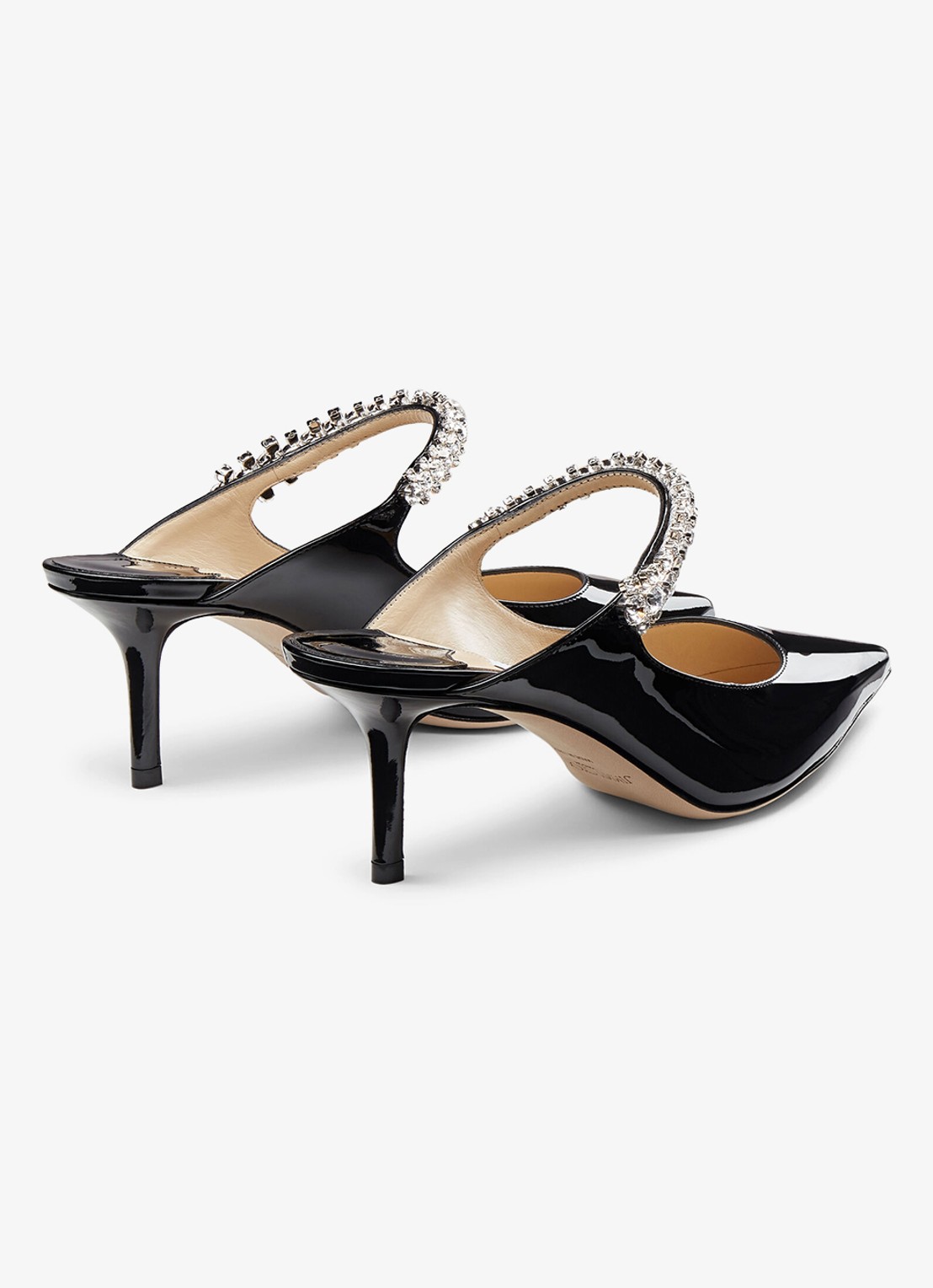 Jimmy Choo Bing 65 muiltje van kalfsleer met lakfinish - achterkant zwart