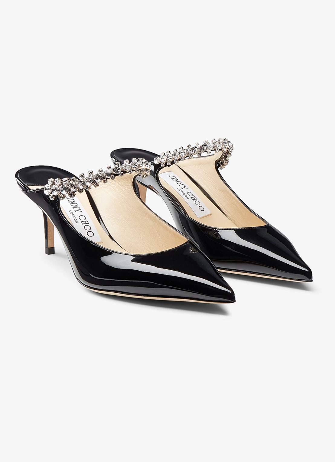 Jimmy Choo Bing 65 muiltje van kalfsleer met lakfinish - voorkant 3 zwart