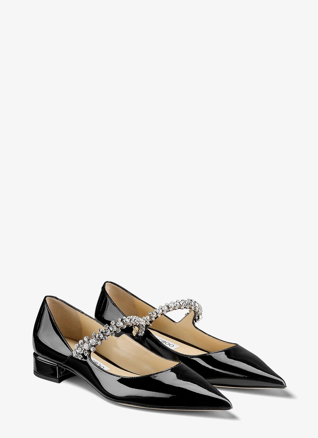 Jimmy Choo Bing ballerina van lakleer - voorkant 4 zwart