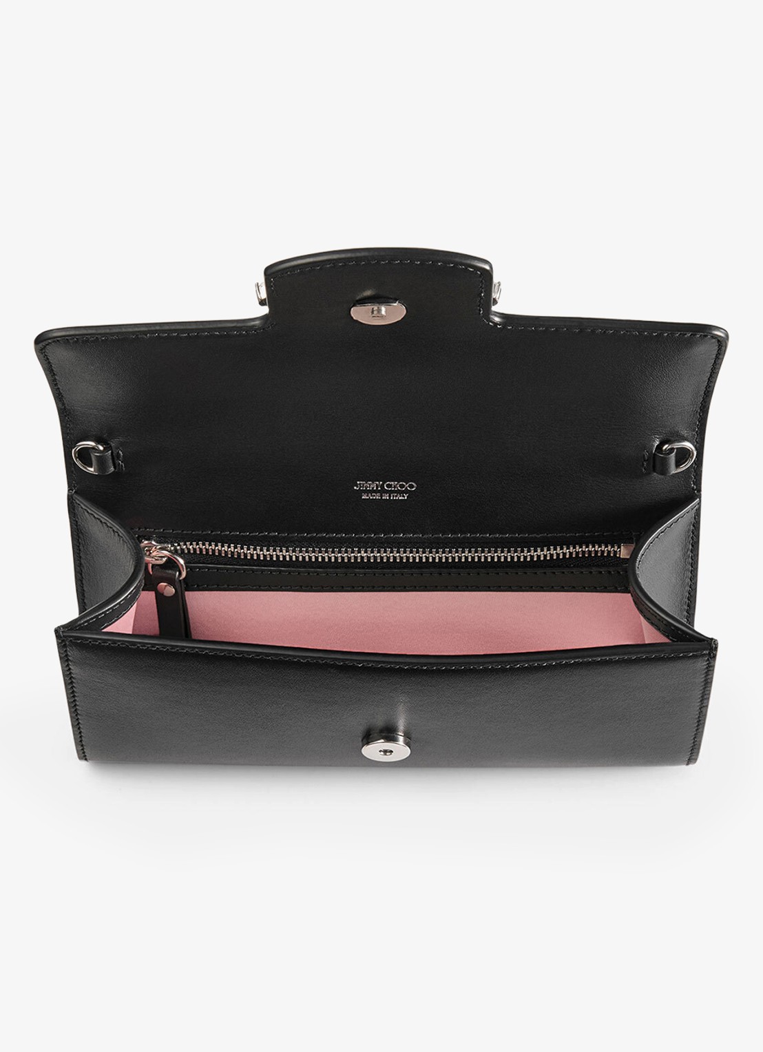 Jimmy Choo Bing clutch van kalfsleer met afneembare schouderriem - detail 3 zwart