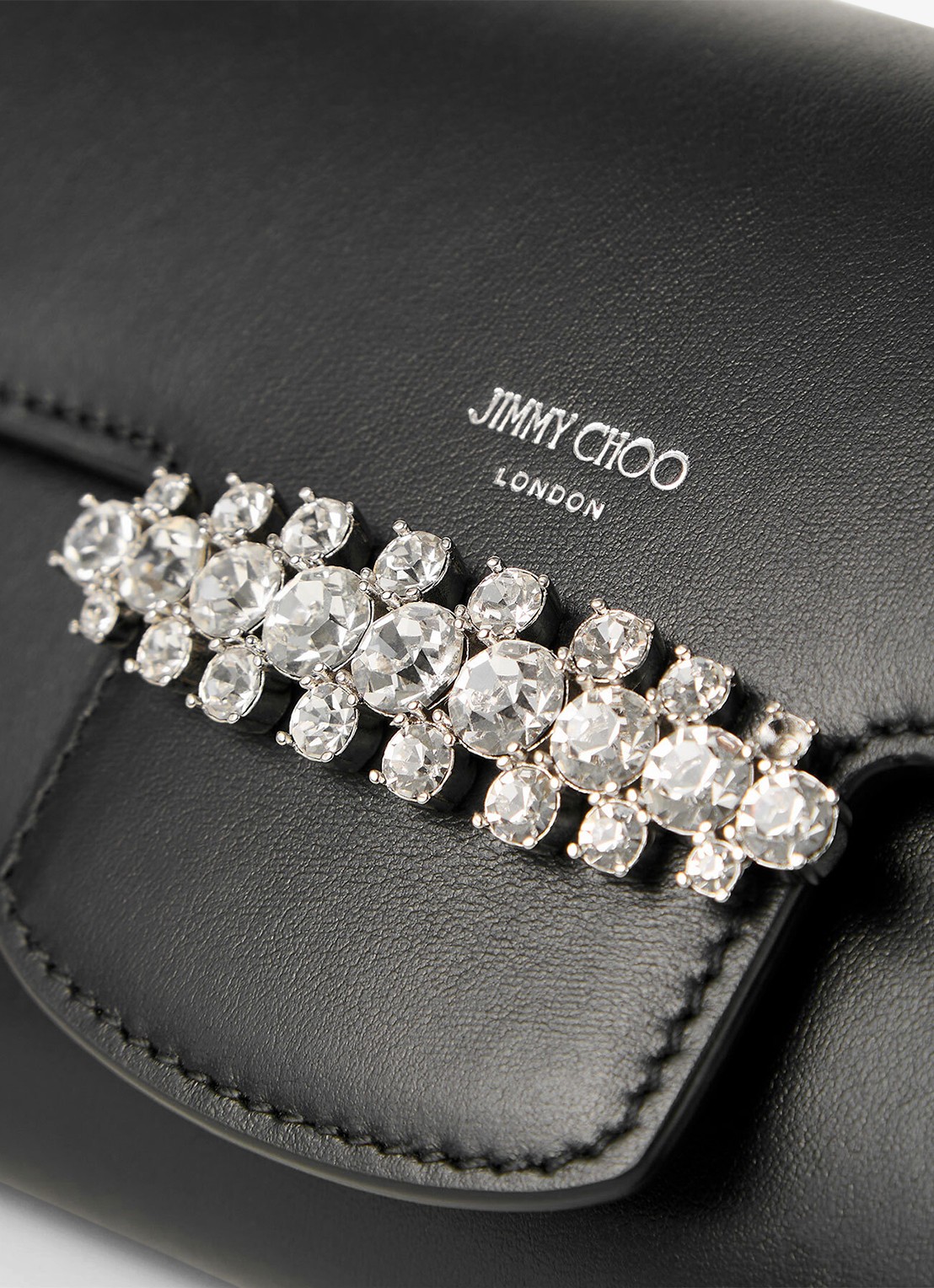 Jimmy Choo Bing clutch van kalfsleer met afneembare schouderriem - detail 4 zwart