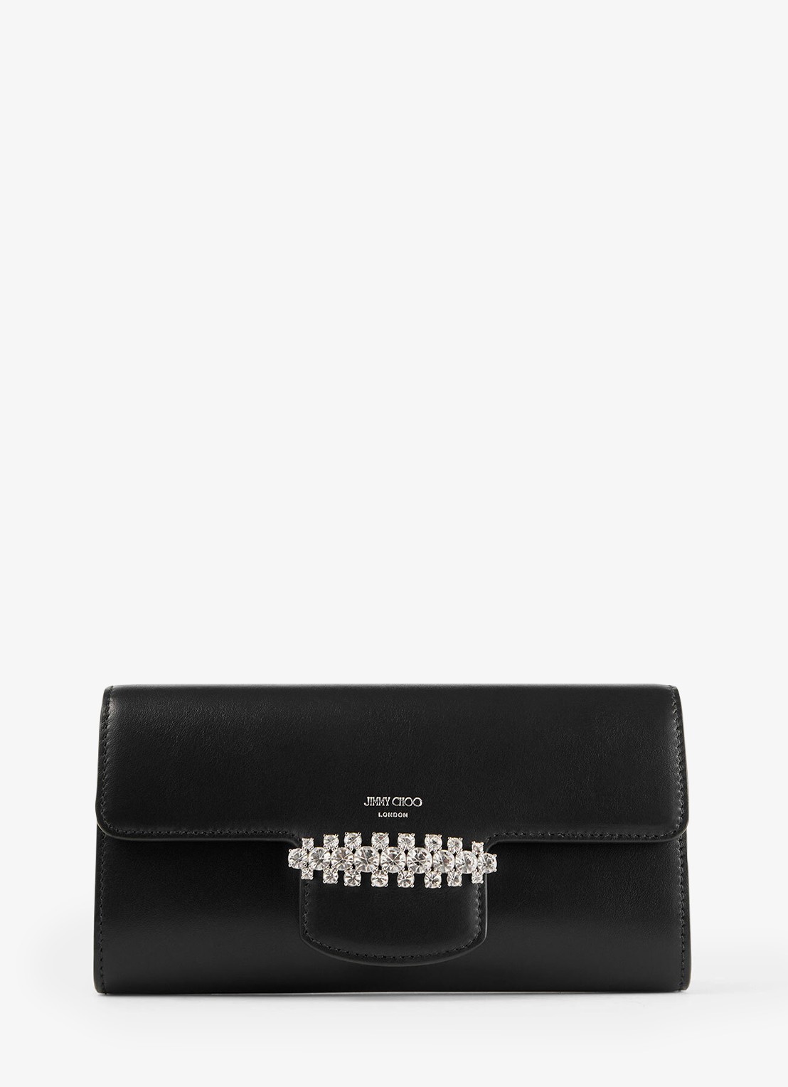 Jimmy Choo Bing clutch van kalfsleer met afneembare schouderriem - voorkant zwart