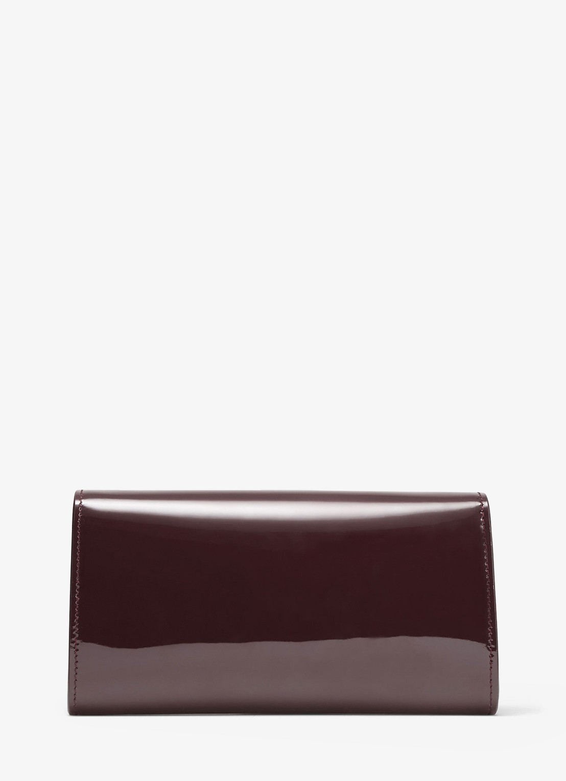 Jimmy Choo Bing clutch van lakleer met afneembare schouderriem - achterkant deep merlot