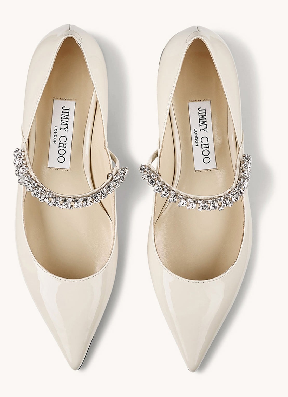 Jimmy Choo Bing pump van kalfsleer met kristal - detail 2 wit