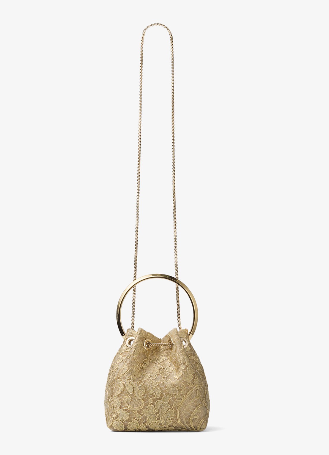 Jimmy Choo Bon Bon handtas van kant - achterkant 7 goud
