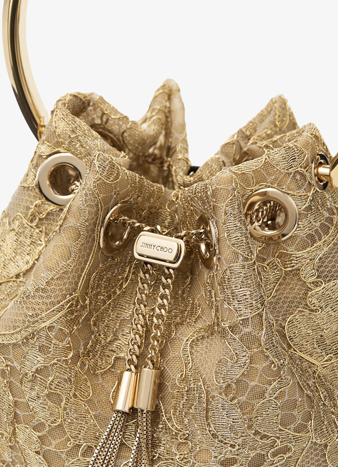 Jimmy Choo Bon Bon handtas van kant - detail 4 goud