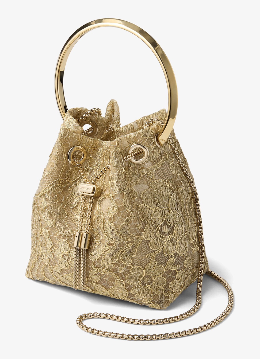 Jimmy Choo Bon Bon handtas van kant - voorkant 2 goud