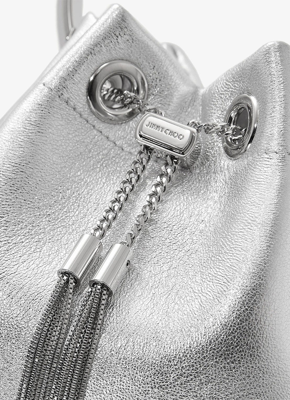 Jimmy Choo Bon Bon handtas van lamsleer met metallic finish - detail 2 zilver