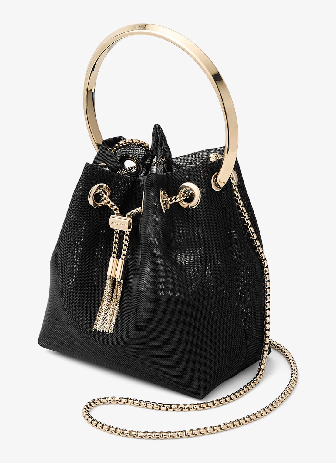 Jimmy Choo Bon Bon handtas van mesh - detail zwart