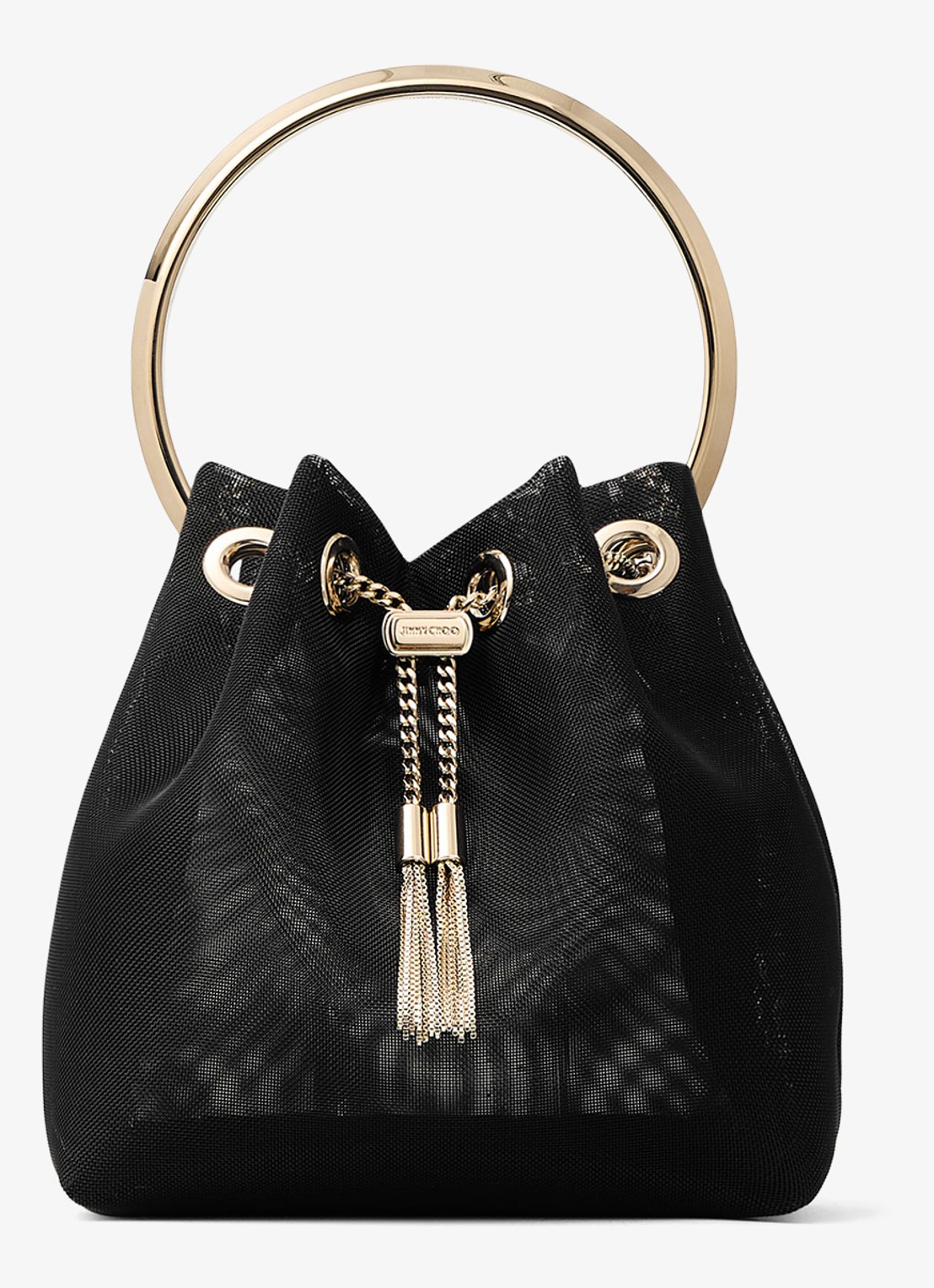 Jimmy Choo Bon Bon handtas van mesh - voorkant 5 zwart