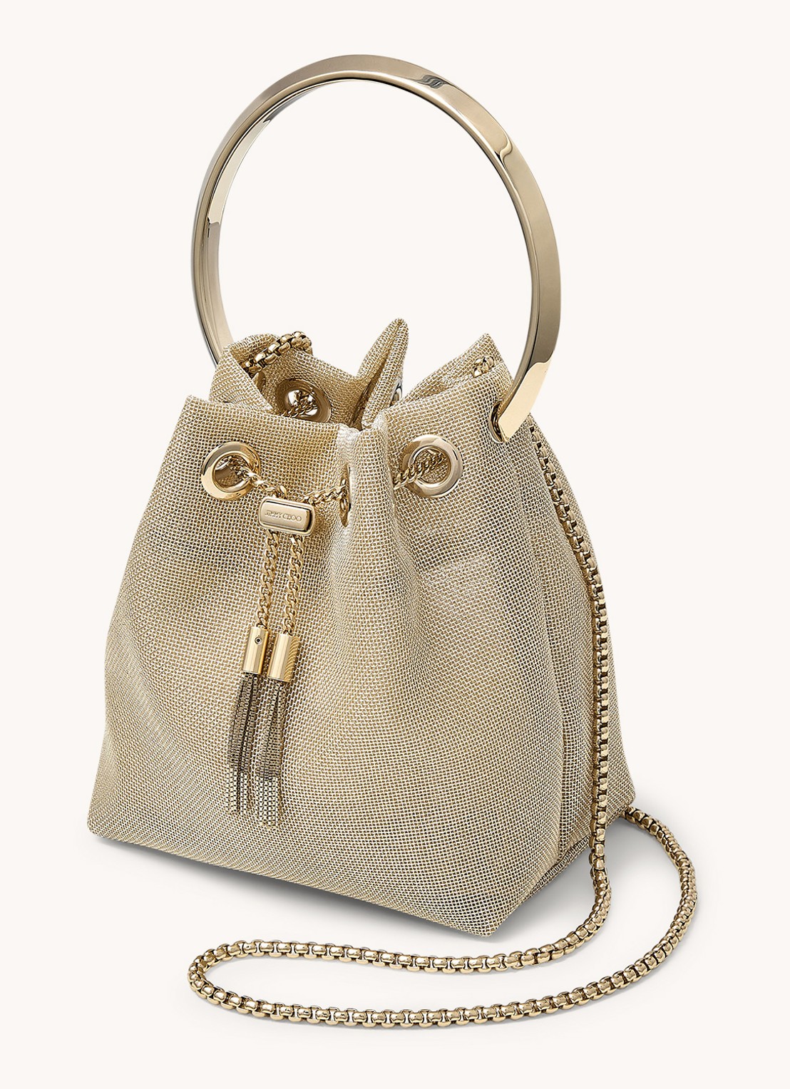 Jimmy Choo Bon Bon handtas van metallic mesh - voorkant 3 goud