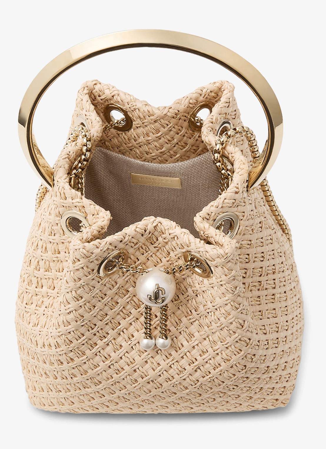 Jimmy Choo Bon Bon handtas van raffia - detail 3 beige