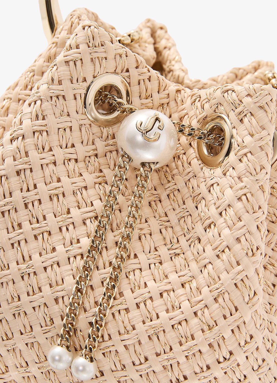 Jimmy Choo Bon Bon handtas van raffia - detail 4 beige