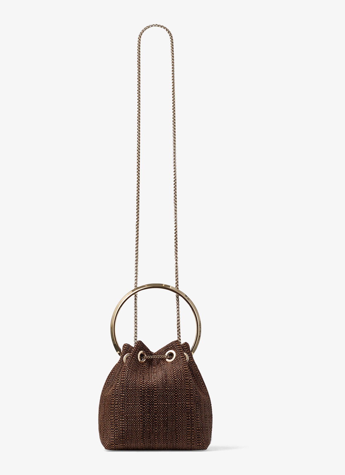 Jimmy Choo Bon Bon handtas van raffia - achterkant 6 bruin