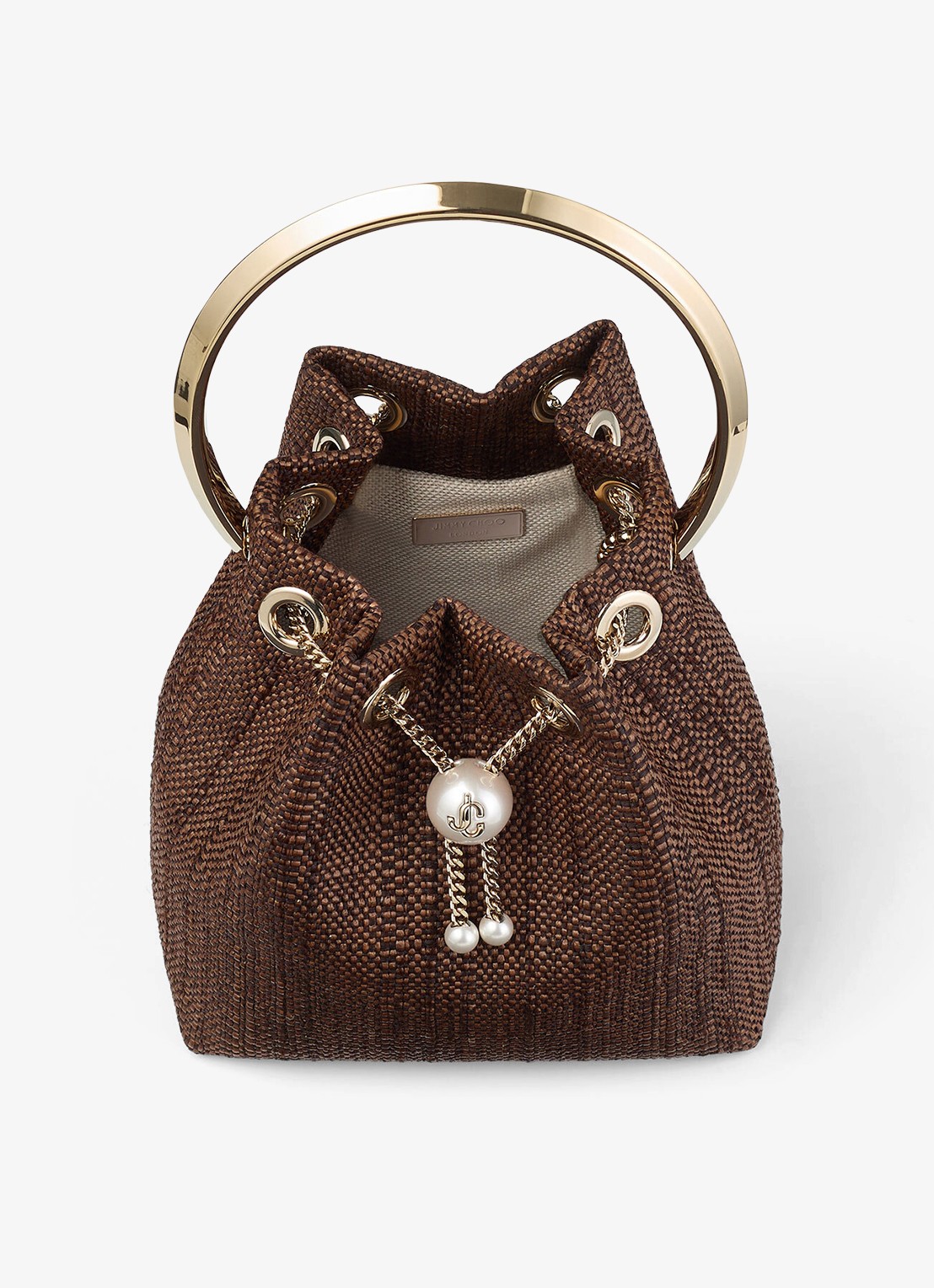 Jimmy Choo Bon Bon handtas van raffia - detail 2 bruin