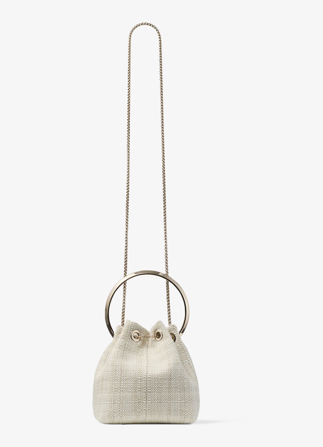 Jimmy Choo Bon Bon handtas van raffia - achterkant 8 beige