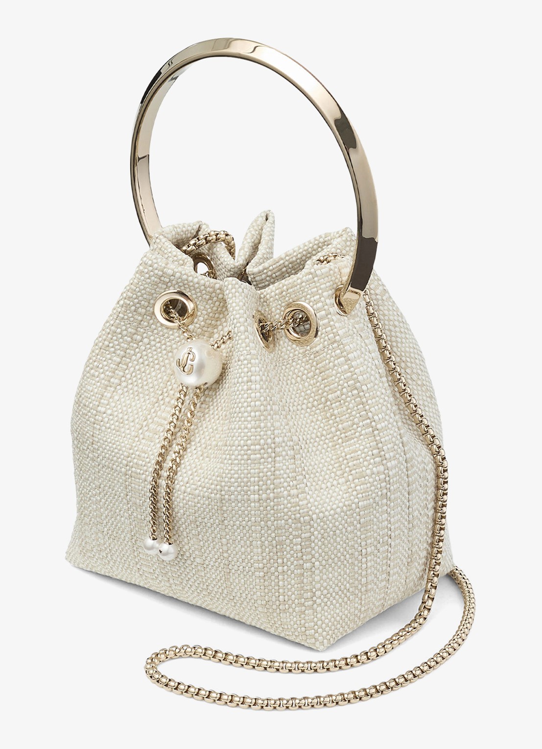 Jimmy Choo Bon Bon handtas van raffia - detail 3 beige