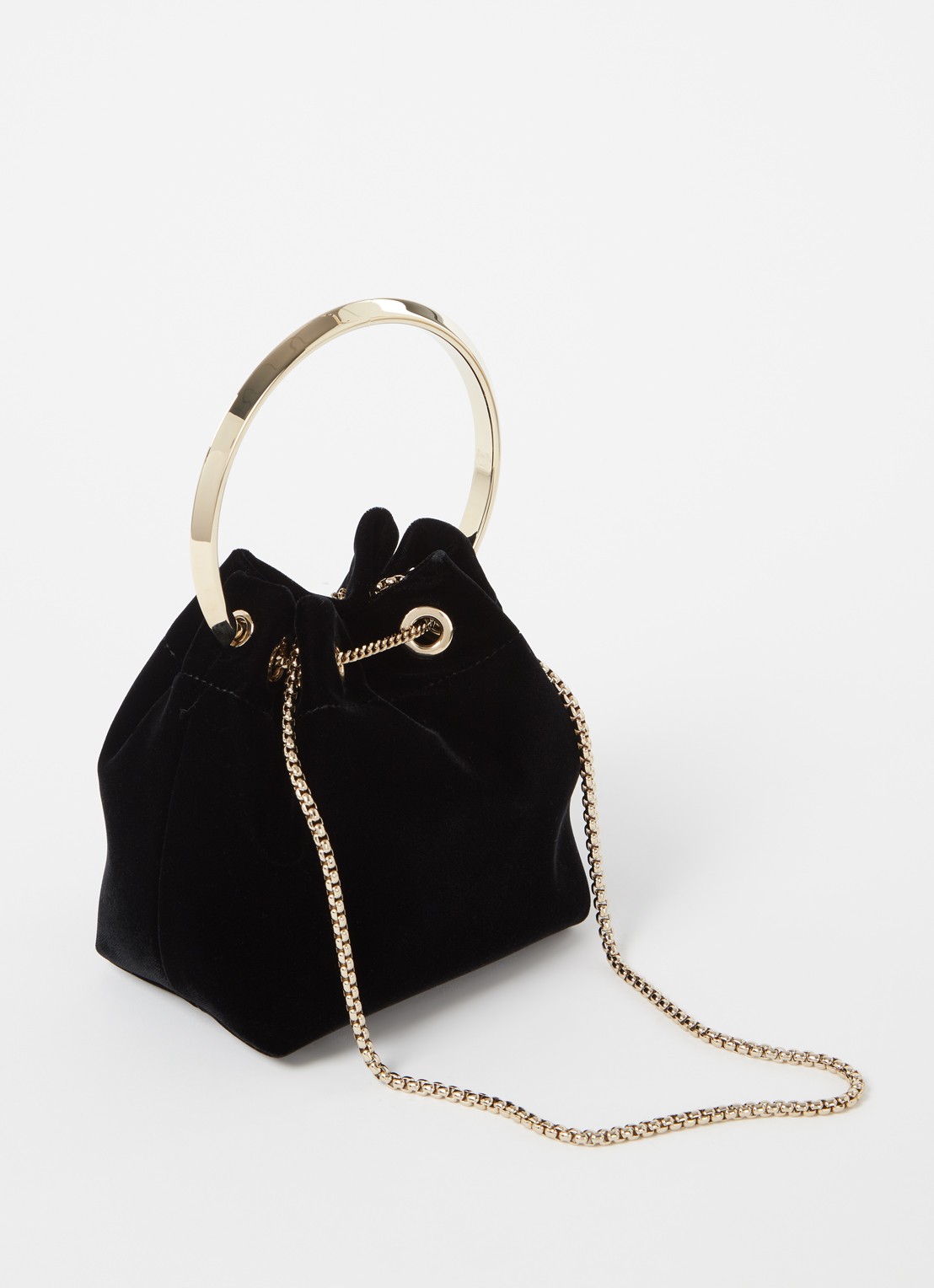 Jimmy Choo Bon Bon mini handtas van fluweel - achterkant 2 zwart