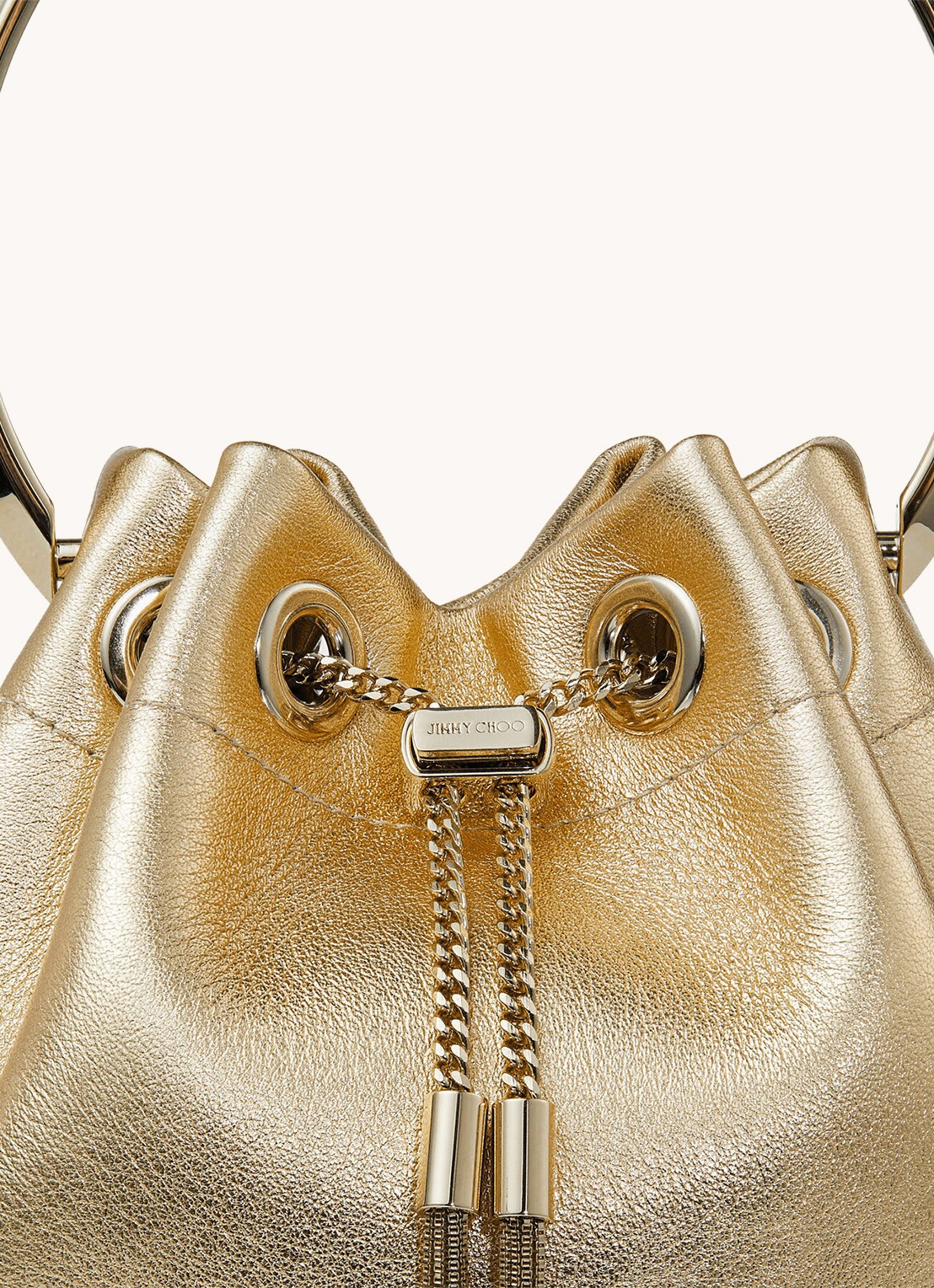 Jimmy Choo Bon Bon Mini handtas van lamsleer - detail 4 goud