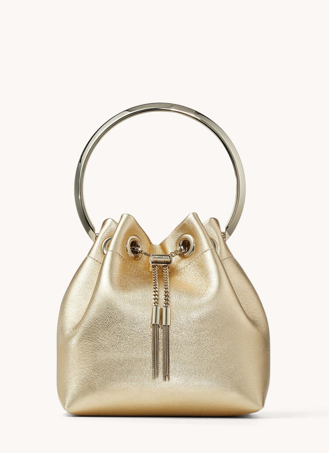 Jimmy Choo Bon Bon Mini handtas van lamsleer - voorkant goud