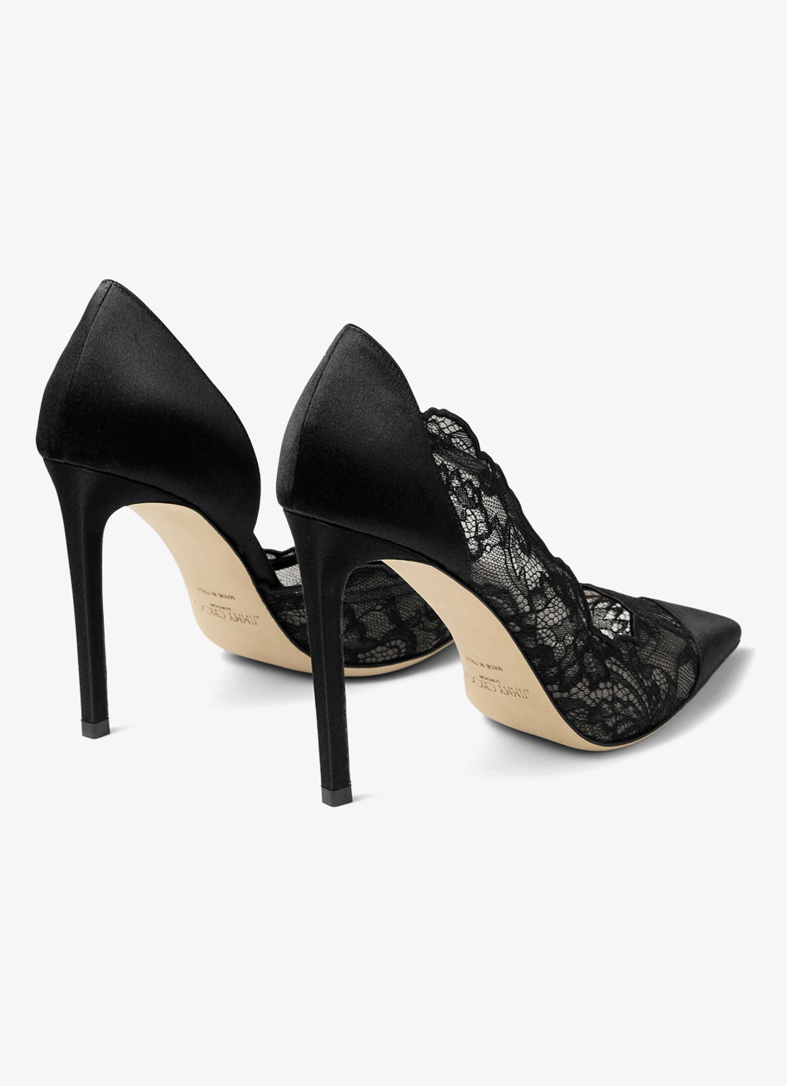 Jimmy Choo Brigitte 100 pump van kant met details van satijn - achterkant 5 zwart