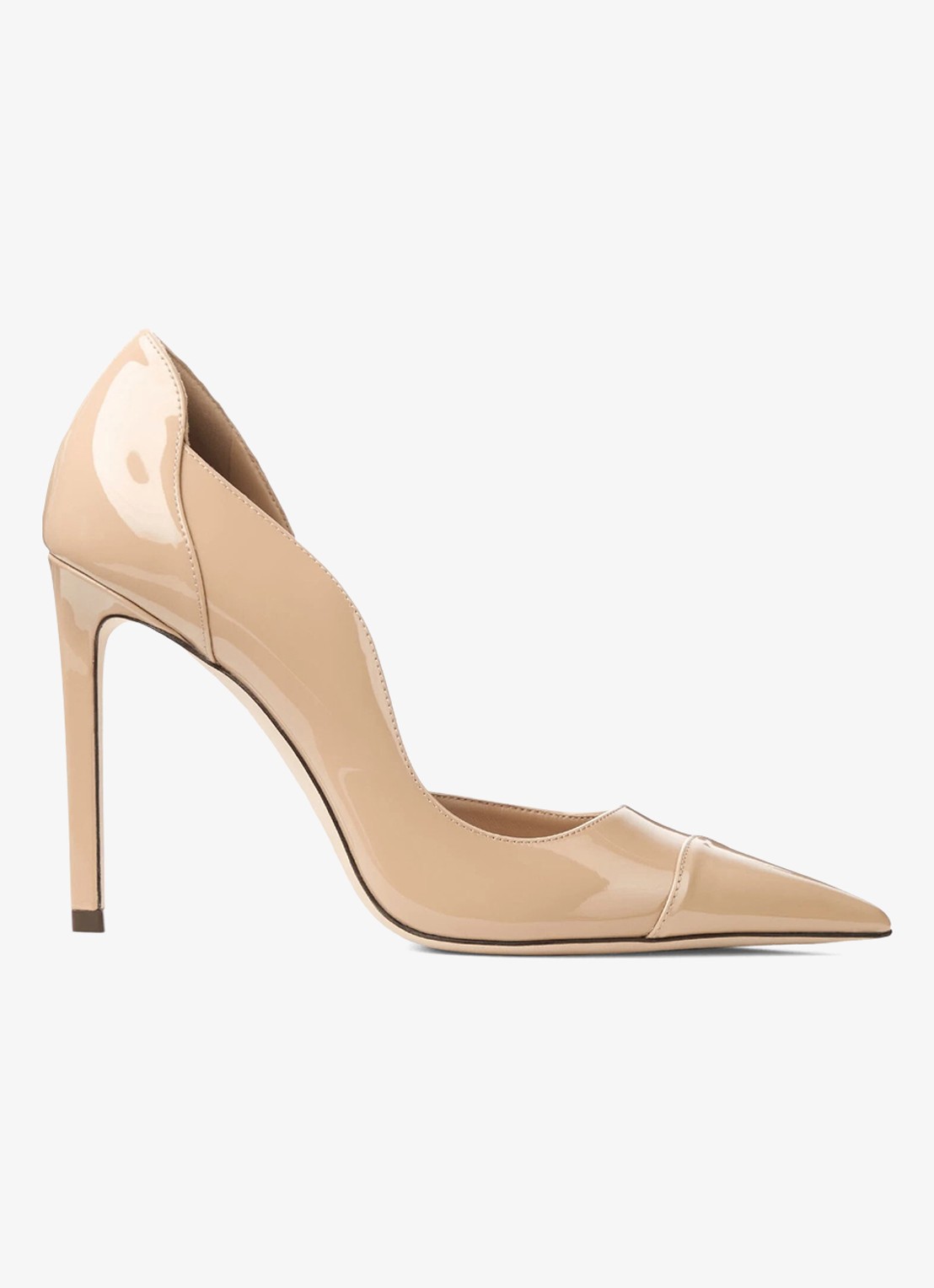 Jimmy Choo Brigitte 100 pump van lakleer - voorkant beige