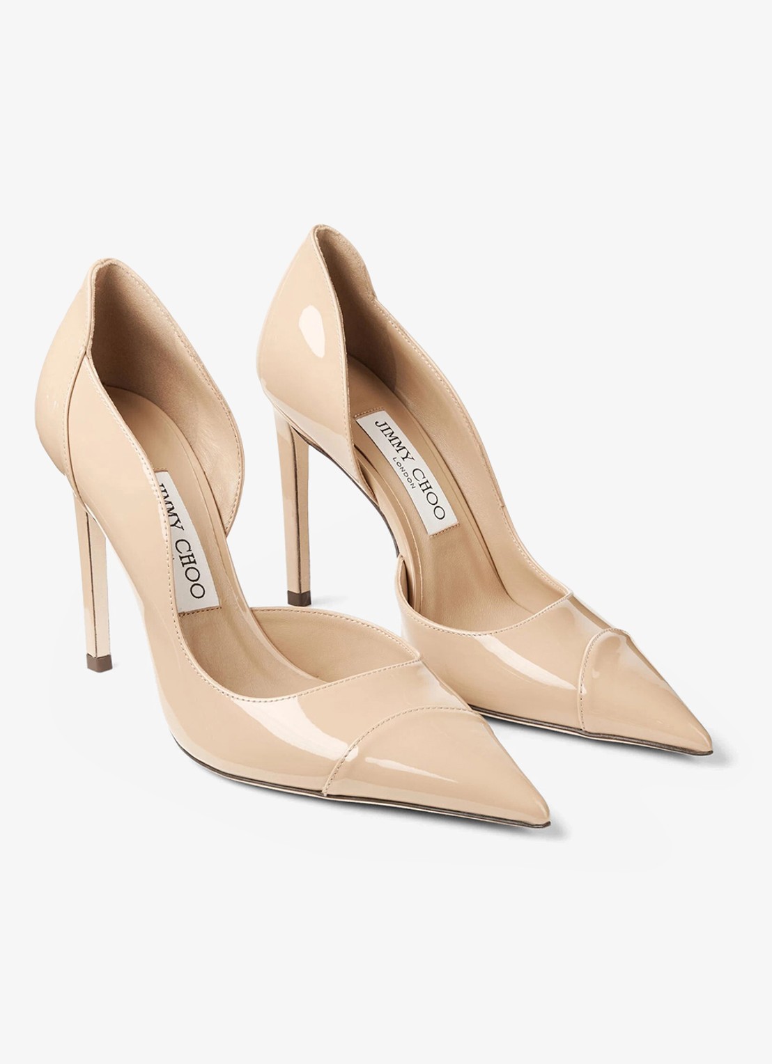 Jimmy Choo Brigitte 100 pump van lakleer - voorkant 2 beige