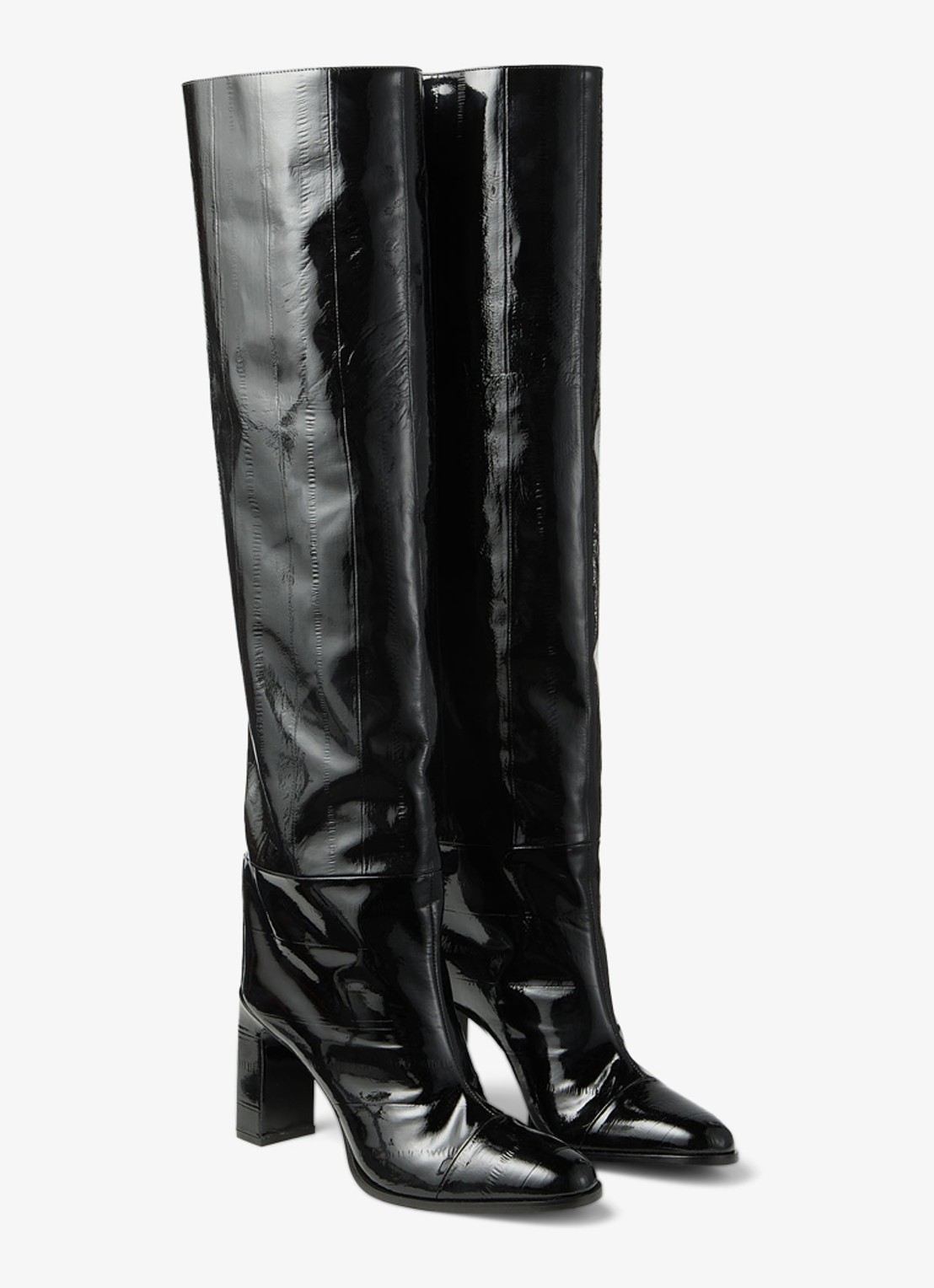 Jimmy Choo Caly 85 overknee laars van kalfsleer  - voorkant 2 zwart