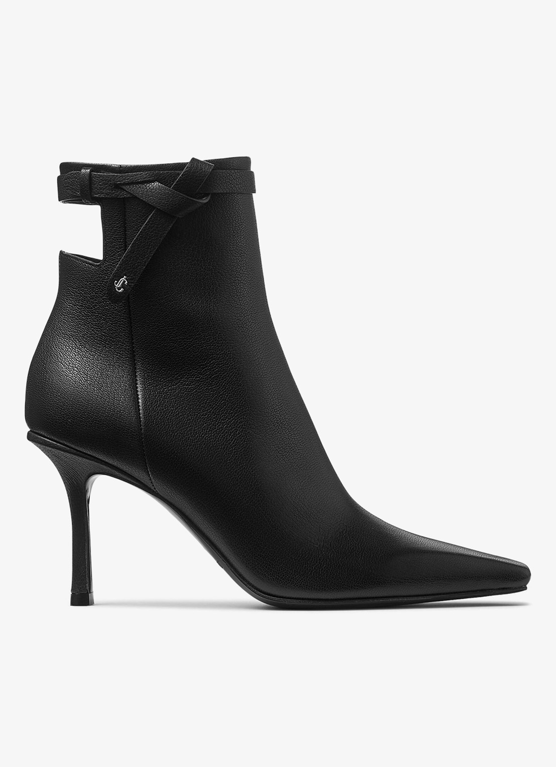 Jimmy Choo Camie 85 enkellaarsje van geitenleer - voorkant zwart