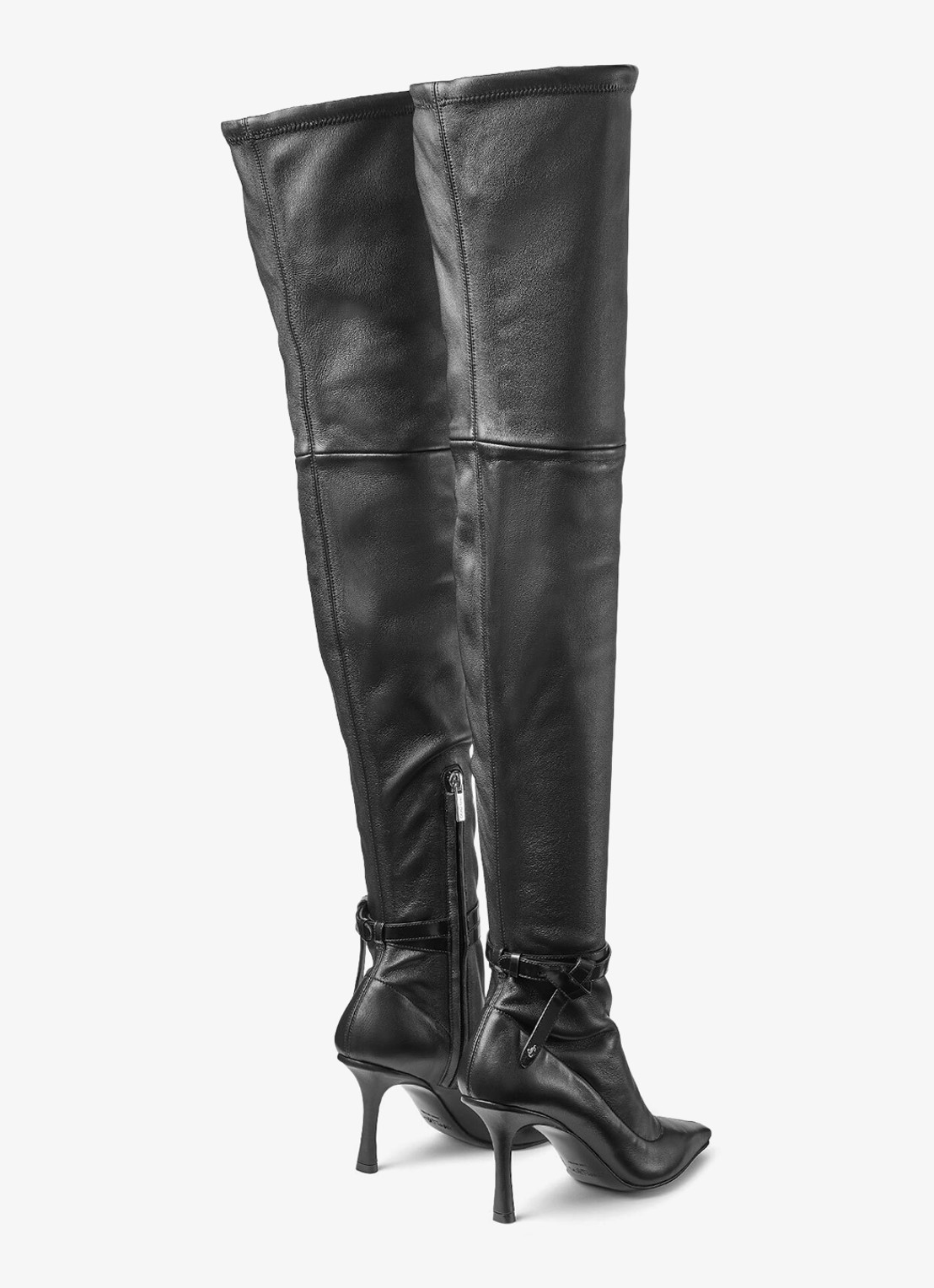 Jimmy Choo Camie 85 overknee laars van lamsleer - achterkant 2 zwart