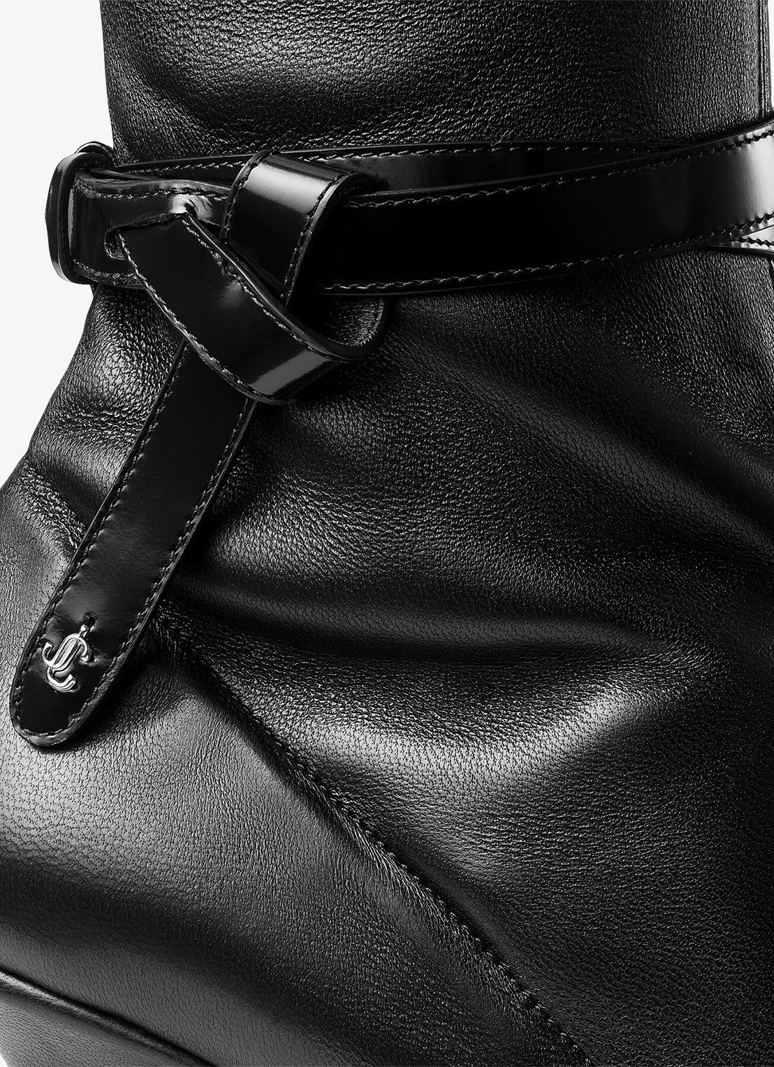 Jimmy Choo Camie 85 overknee laars van lamsleer - detail zwart
