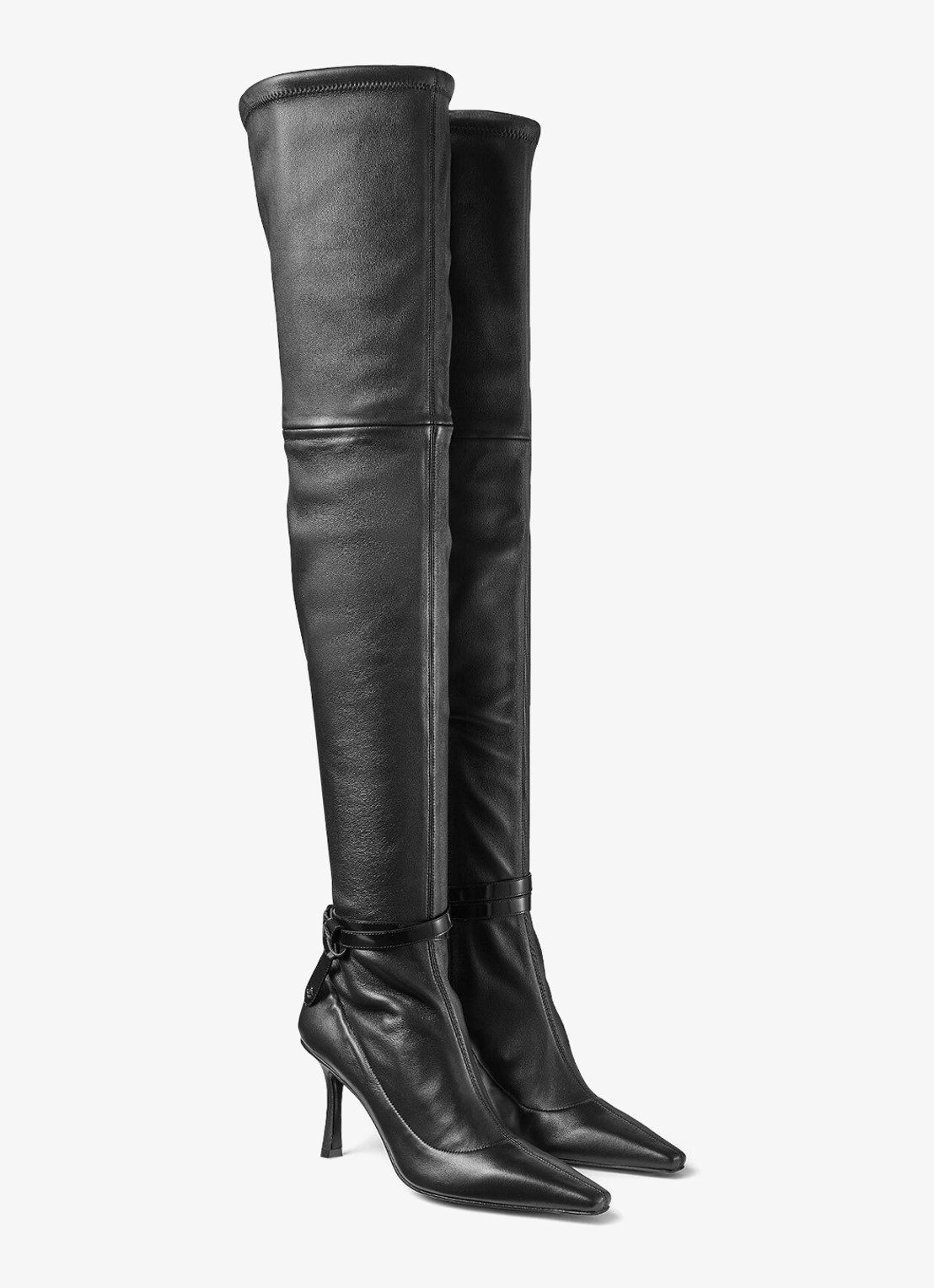 Jimmy Choo Camie 85 overknee laars van lamsleer - voorkant 4 zwart