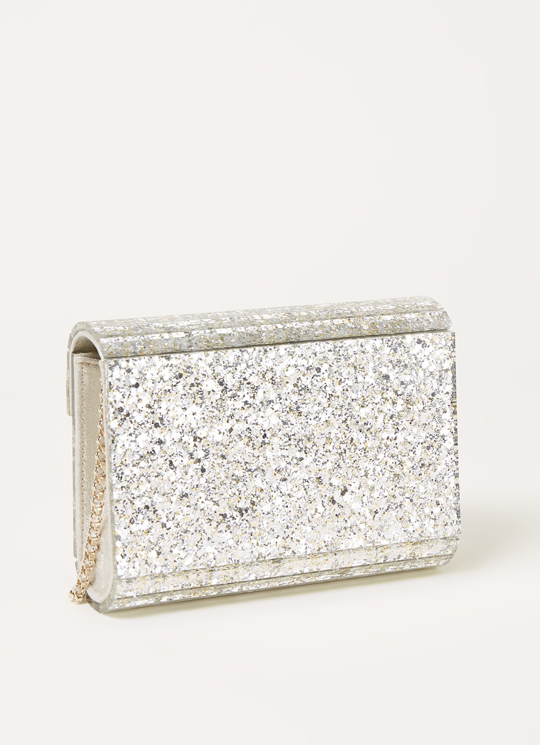 Jimmy Choo Candy clutch met glitter - achterkant zilver