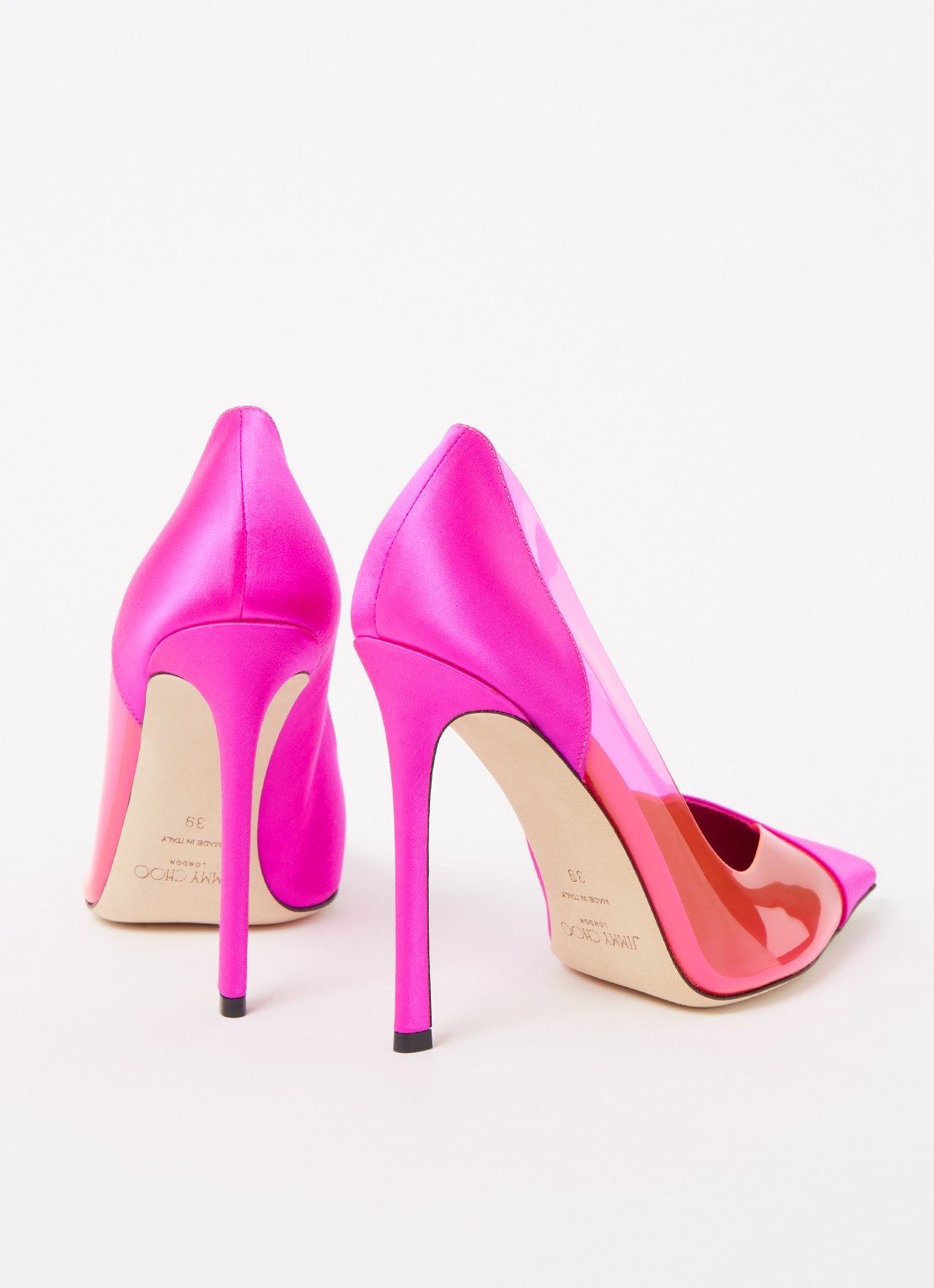 Jimmy Choo Cass pump van satijn - detail 3 fuchsia