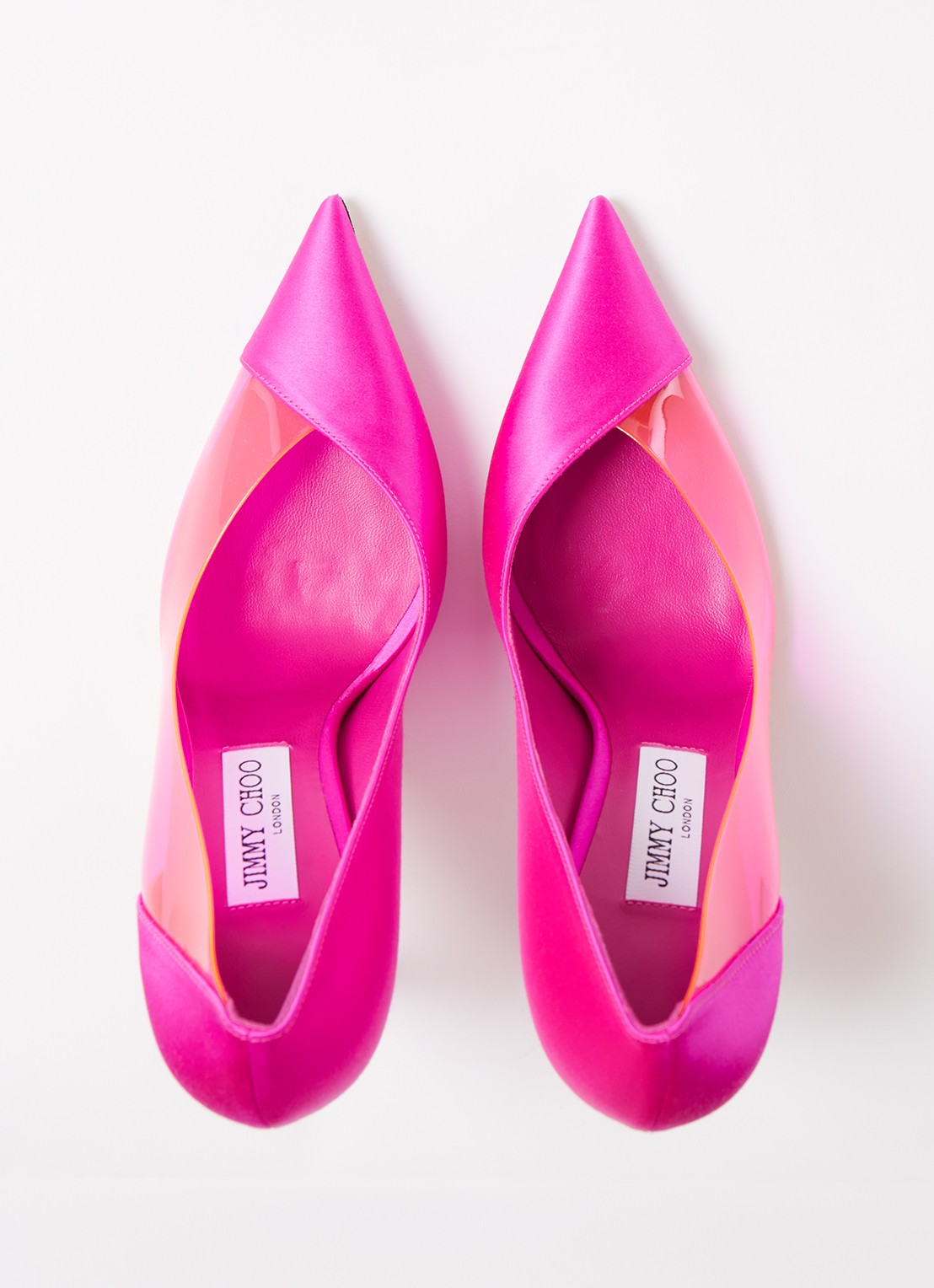 Jimmy Choo Cass pump van satijn - detail 4 fuchsia