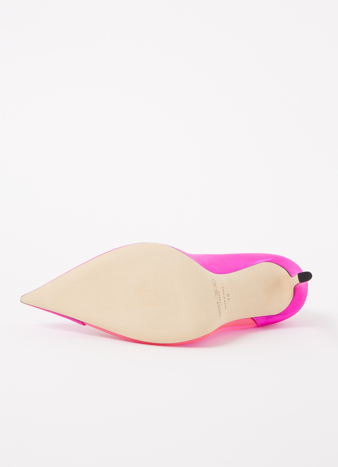 Jimmy Choo Cass pump van satijn - detail 6 fuchsia