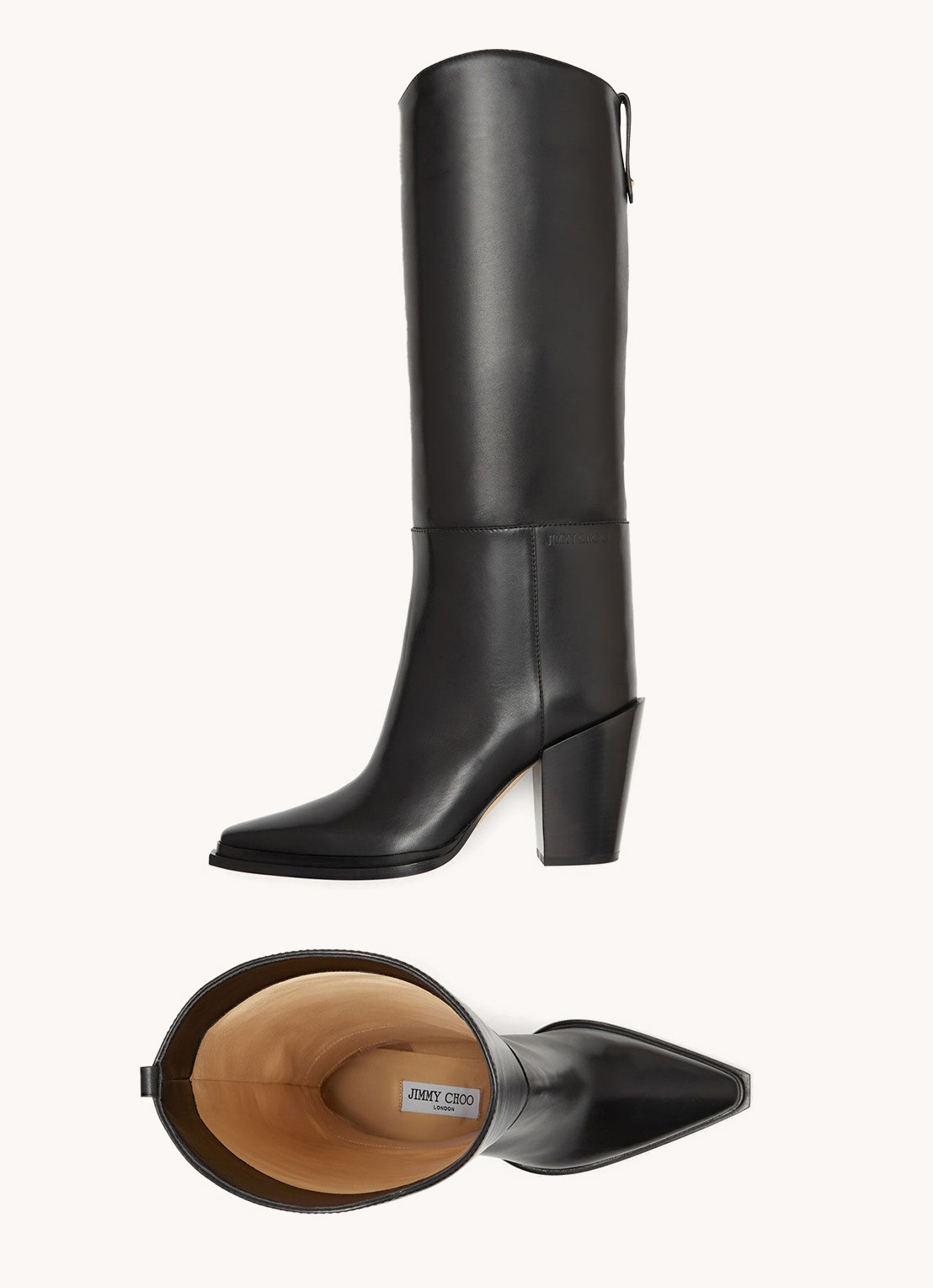 Jimmy Choo Cece 80 laars van kalfsleer - detail 3 zwart