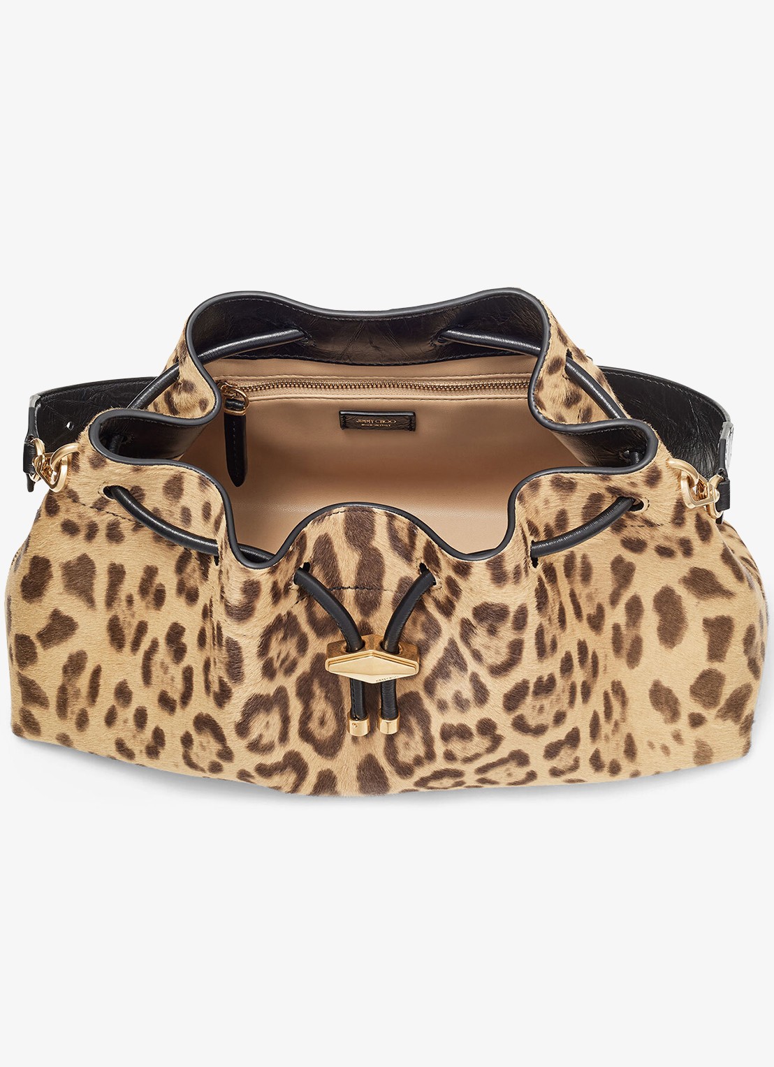 Jimmy Choo Cinch M schoudertas van kalfsleer met ponyhair - detail 2 bruin