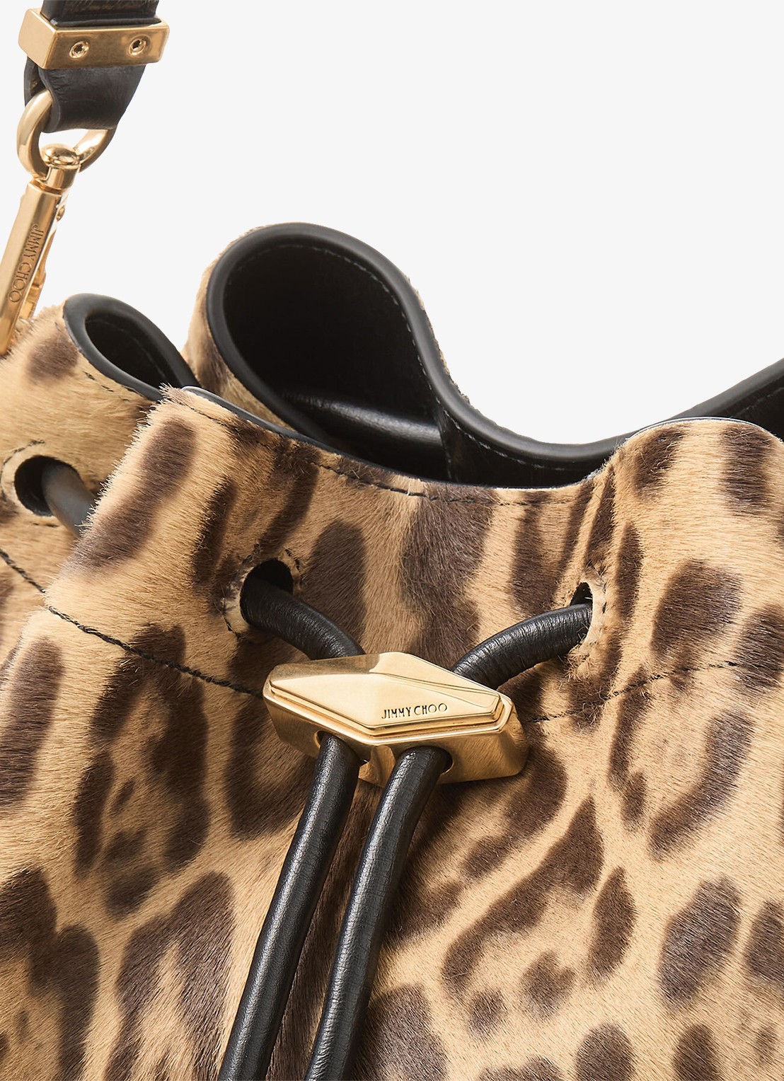Jimmy Choo Cinch M schoudertas van kalfsleer met ponyhair - detail 3 bruin